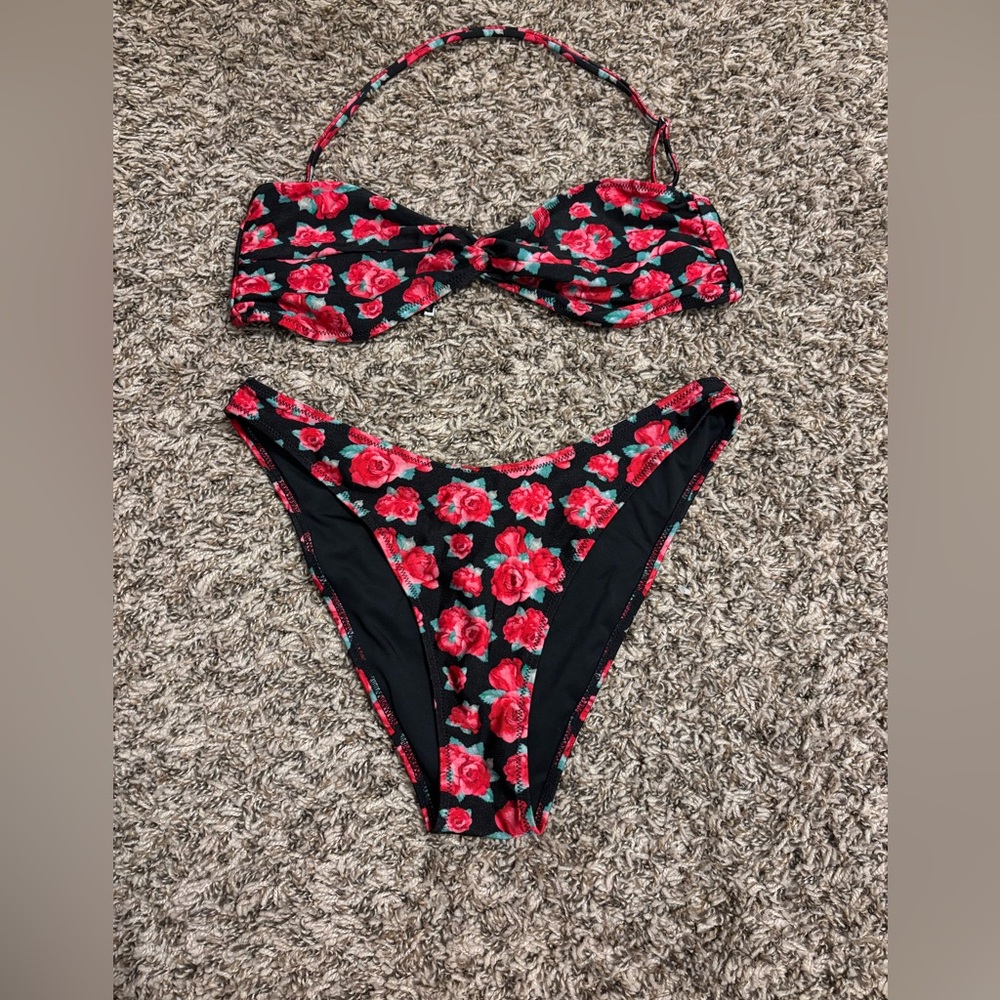 Bright Swimwear Rose Pattern Bikini - Size Small